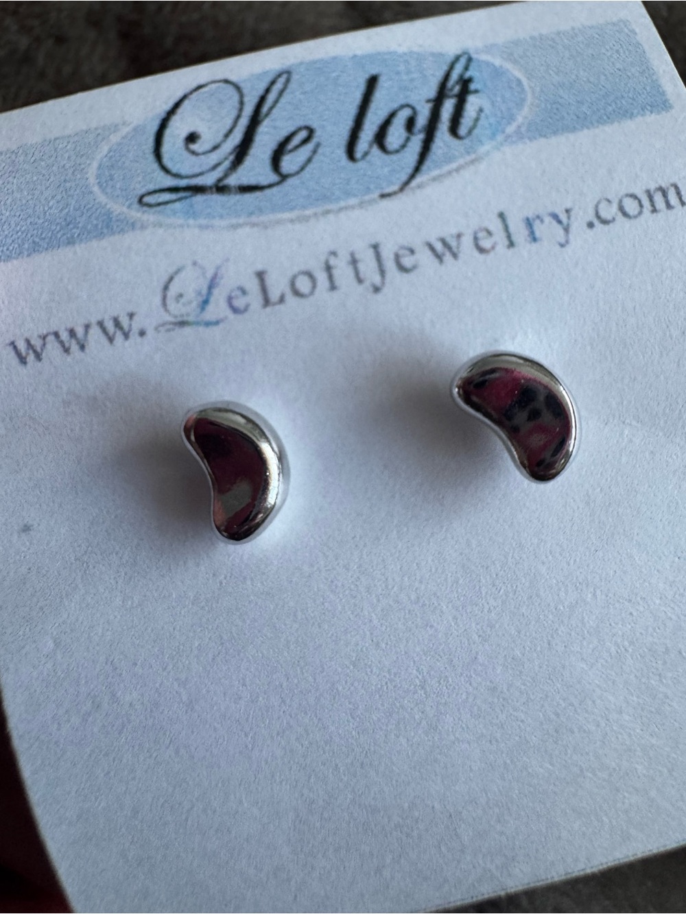 Le LOFT Silver-Tone Pink Bean Shaped Stud Earrings